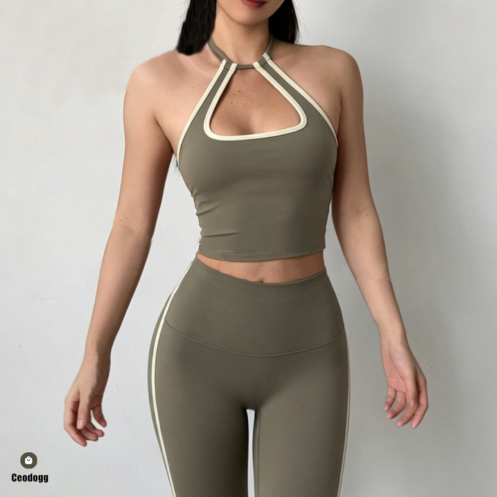 Bralette Triangle Set - 행잉 홀터탑 여성 스포츠 브라 푸쉬업