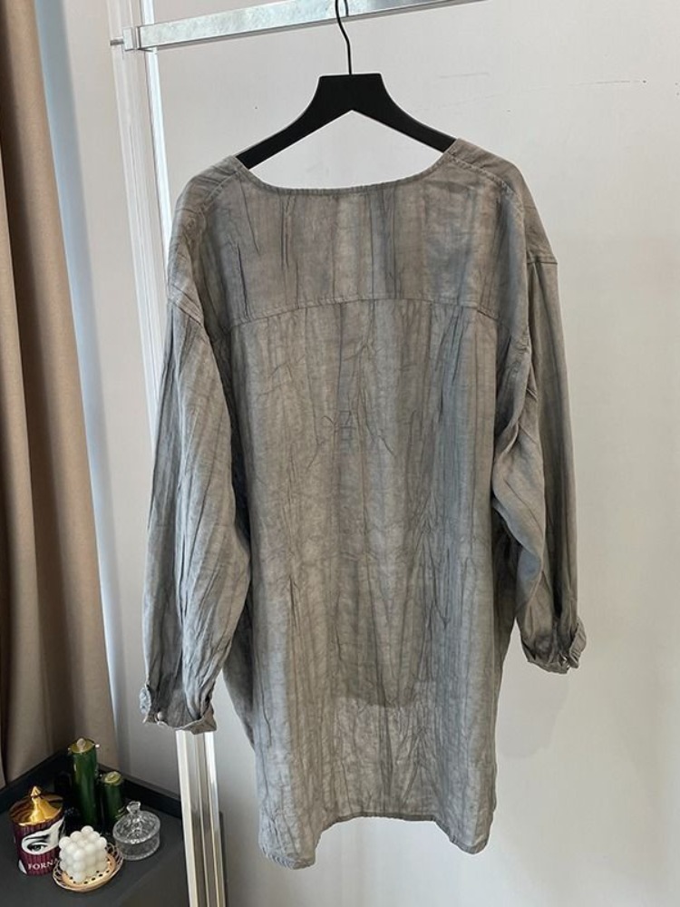 우아한 접이식 그레이 코튼 린넨 셔츠 여성 여름 얇은  - Linen Pant Wide 리뷰 및 가격