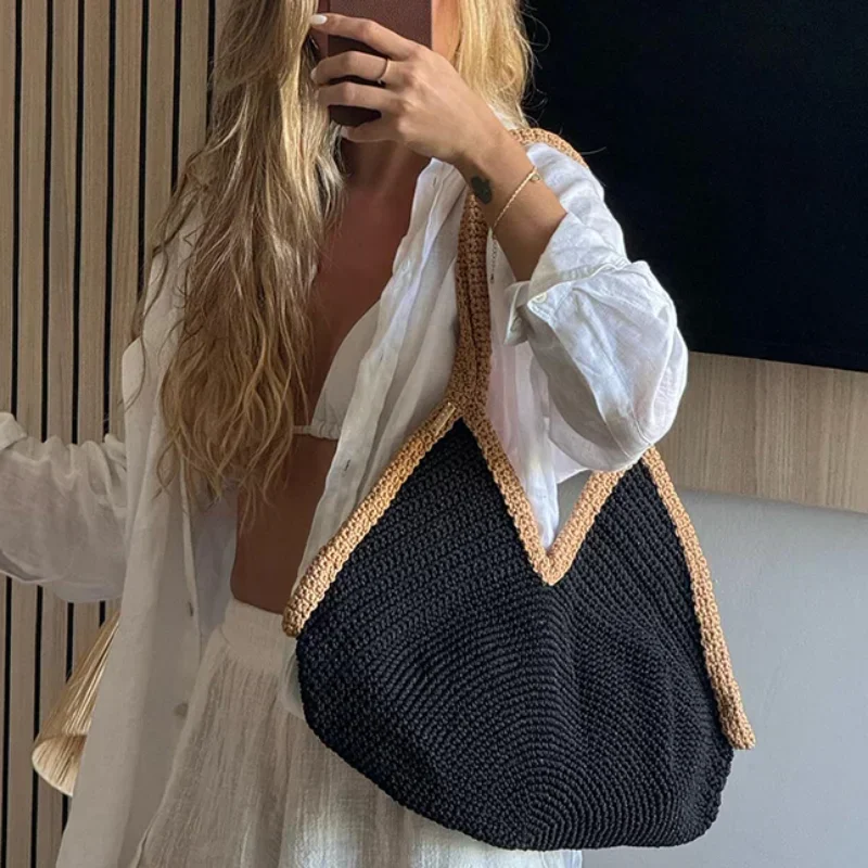 여름 신상 핸드메이드 핸드백 대용량 비치 휴가 숄더백  - Crochet Bag Raffia 리뷰 및 가격